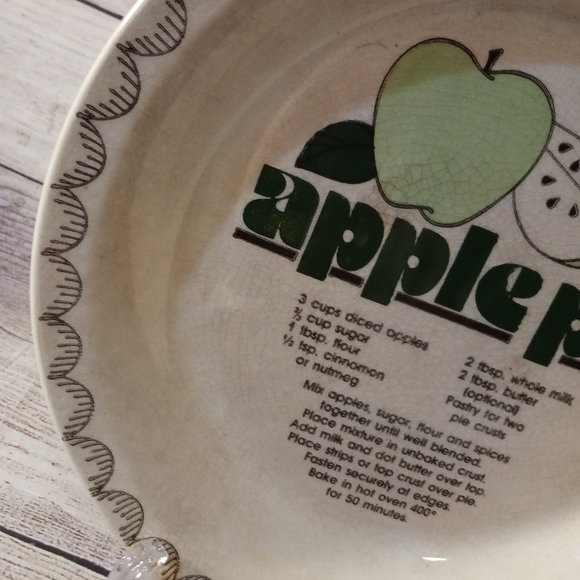 Vintage Mount Clemens APPLE PIE RECIPE PIE PLATE, Mount Clemens Pottery - Picture 6 of 6